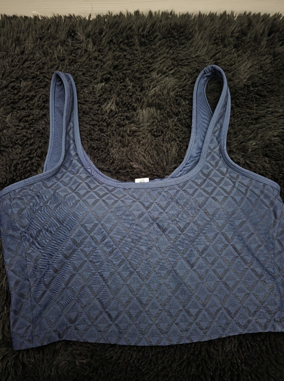 lululemon athletica Navy Blue Textured Crop Tank